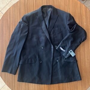 Men's Kenneth Cole Reaction Black Plaid Double-Breasted Blazer 44R